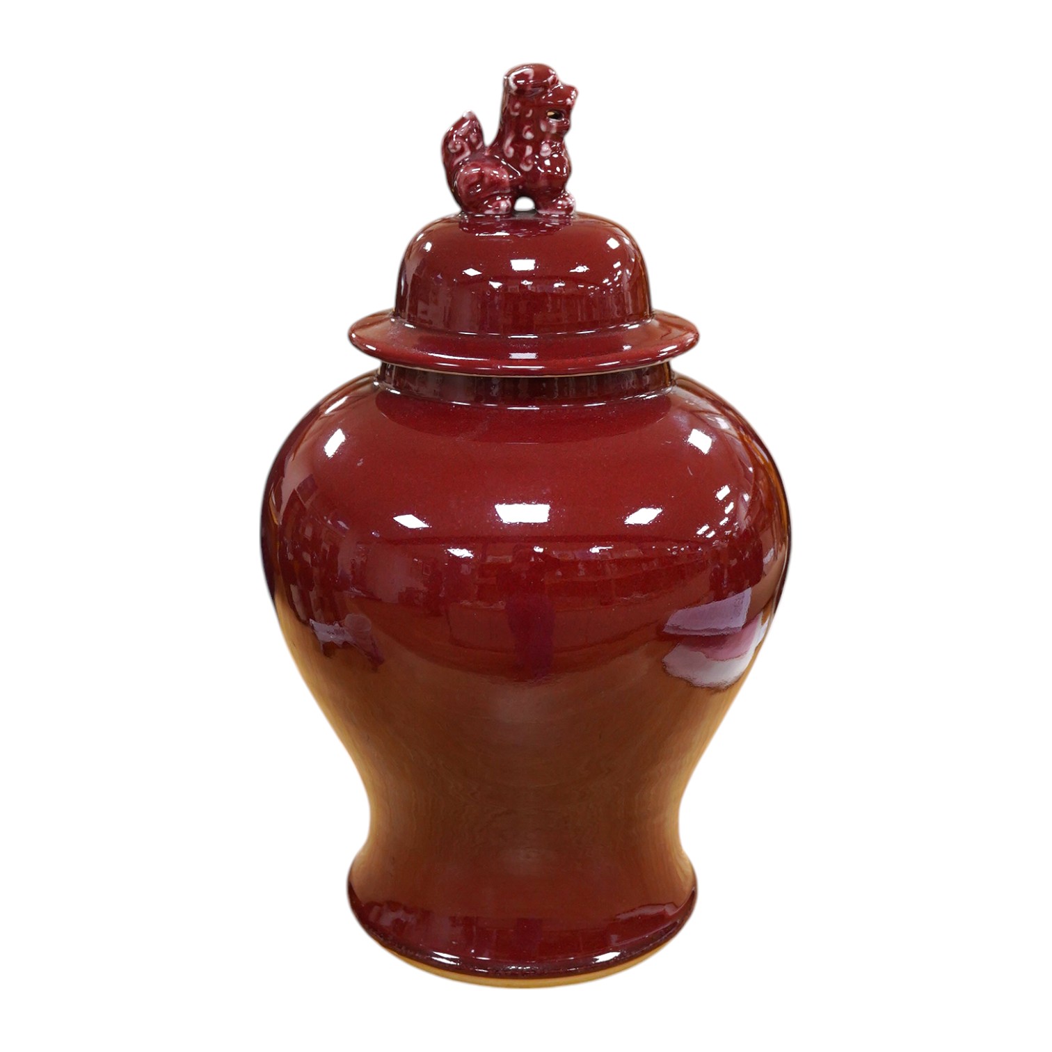 A large Chinese sang de boeuf glazed baluster jar and cover, 51cm high. Condition - good